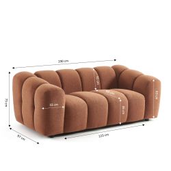 Canapé SUNNY 2 places tissu tweed terracotta