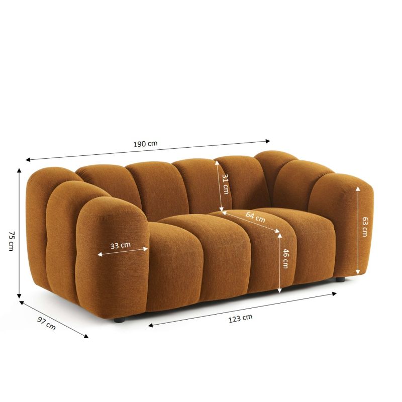 Canapé SUNNY 2 places tissu tweed bronze
