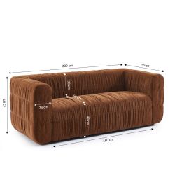Canapé MARNI 3 places velours plissé épais marron