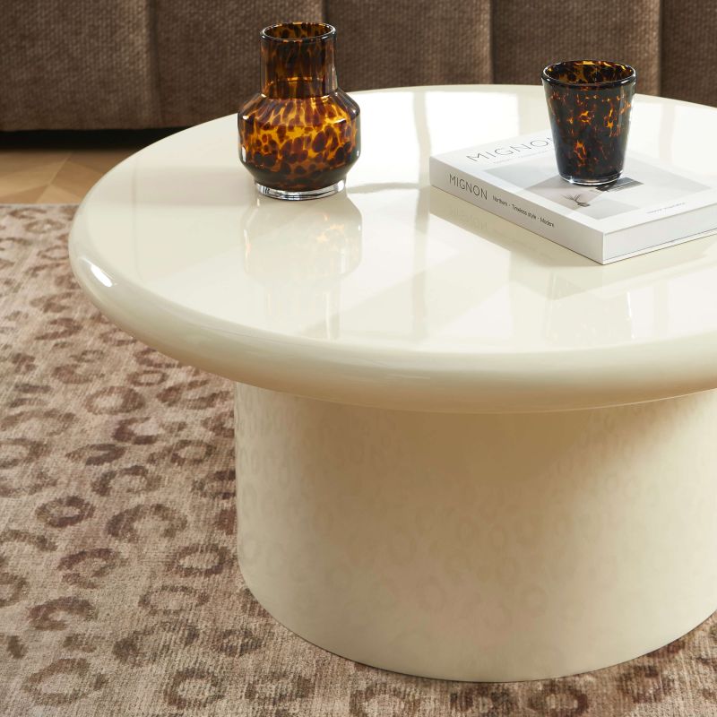 Table basse ronde MOXY finition laquée brillante blanche 80cm