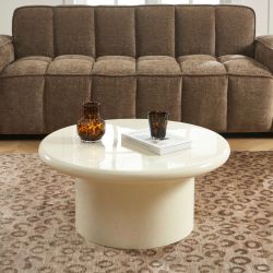Table basse ronde MOXY finition laquée brillante blanche 80cm