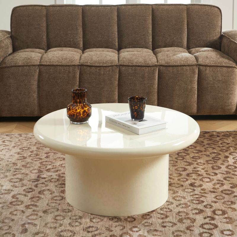 Table basse ronde MOXY finition laquée brillante blanche 80cm