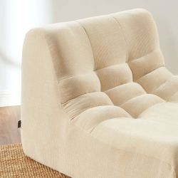 Ensemble banquette et chauffeuse JANIS modulable 3 places velours beige