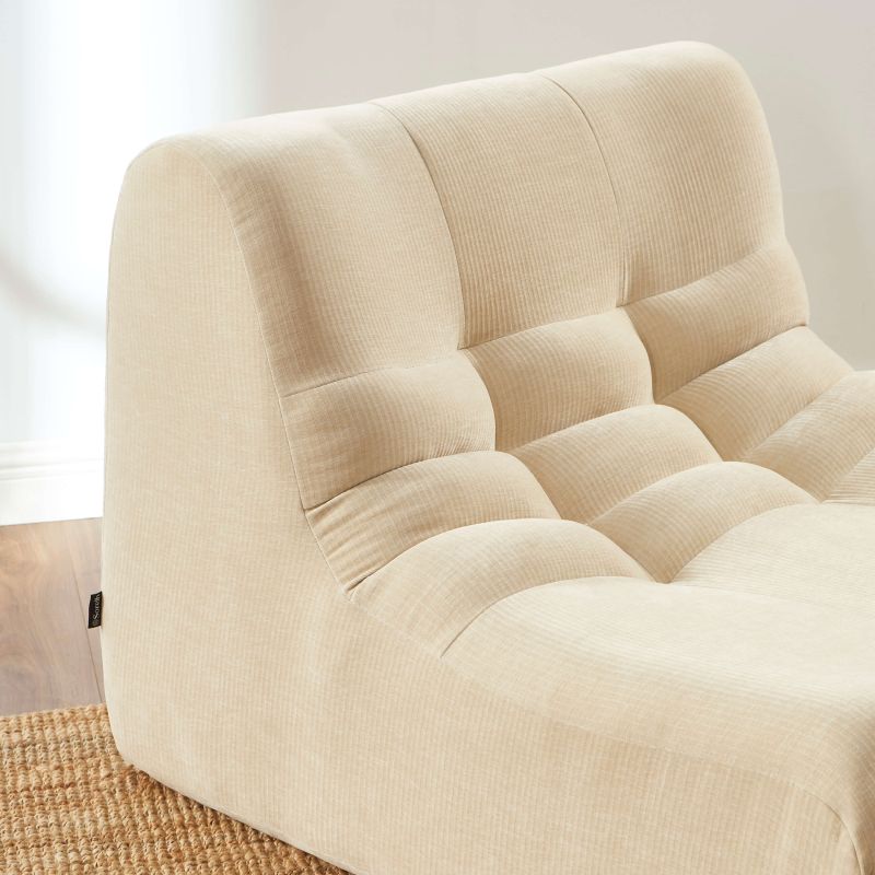 Ensemble banquette et chauffeuse JANIS modulable 3 places velours beige