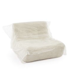 Ensemble banquette et chauffeuse JANIS modulable 3 places velours beige