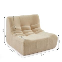 Ensemble banquette et chauffeuse JANIS modulable 3 places velours beige