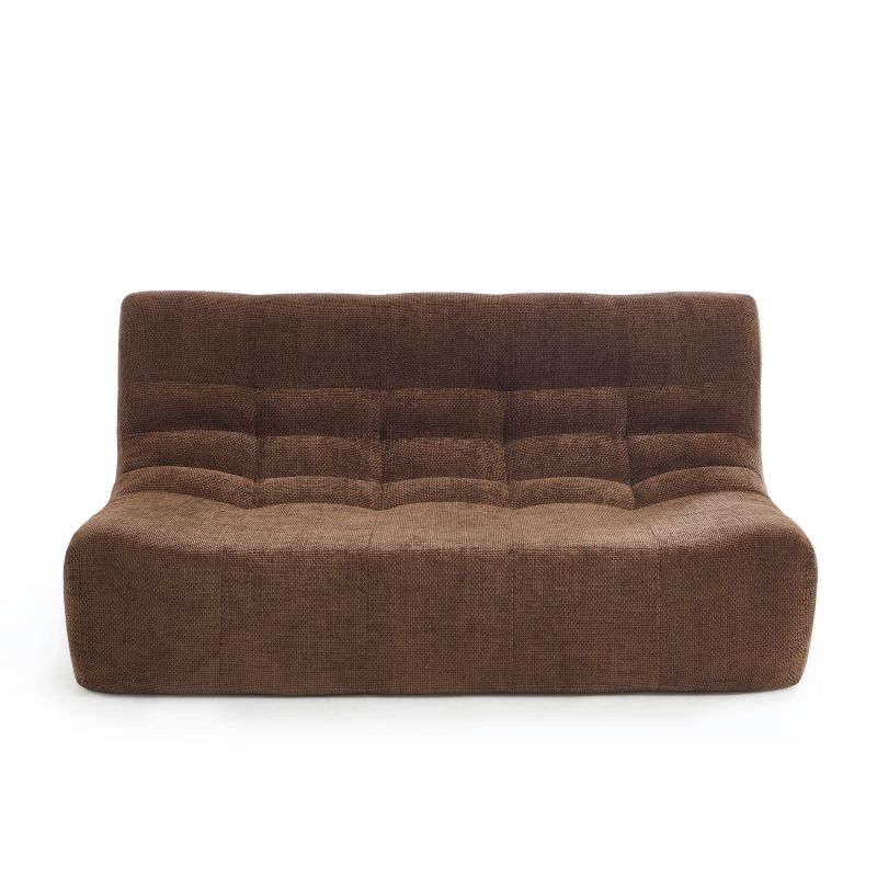 Ensemble banquette et chauffeuse JANIS modulable 3 places velours marron