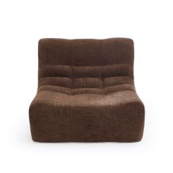 Ensemble banquette et chauffeuse JANIS modulable 3 places velours marron
