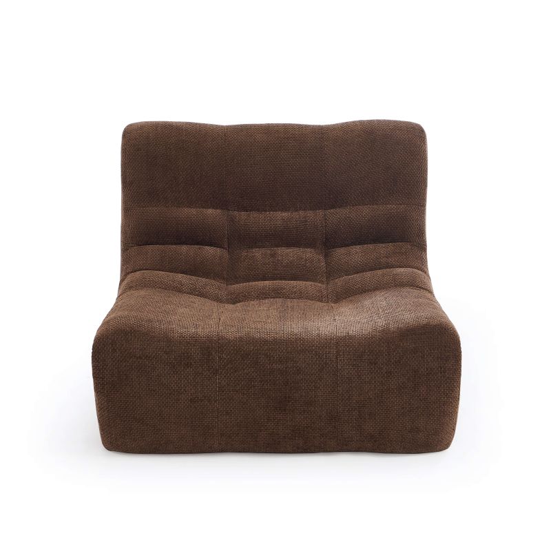 Ensemble banquette et chauffeuse JANIS modulable 3 places velours marron