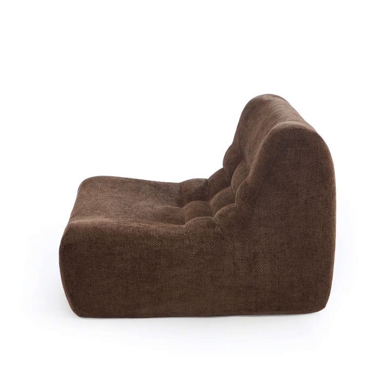 Ensemble banquette et chauffeuse JANIS modulable 3 places velours marron