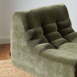 Ensemble banquette et chauffeuse JANIS modulable 3 places velours vert