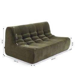 Ensemble banquette et chauffeuse JANIS modulable 3 places velours vert