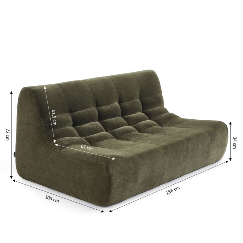 Ensemble banquette et chauffeuse JANIS modulable 3 places velours vert