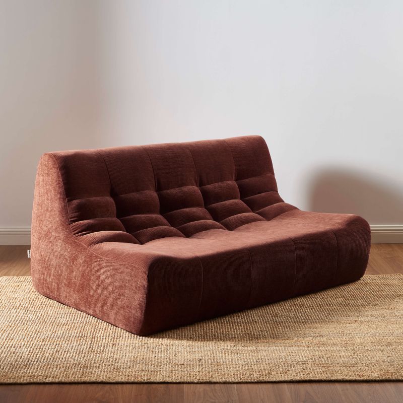 Ensemble banquette et chauffeuse JANIS modulable 3 places velours bordeaux