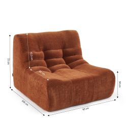 Ensemble banquette et chauffeuse JANIS modulable 3 places velours terracotta