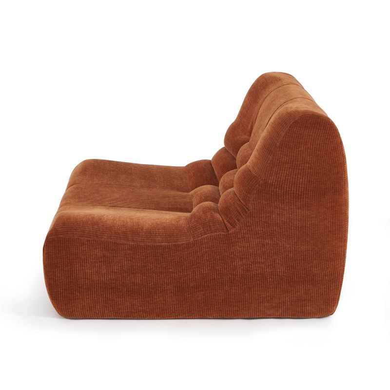 Ensemble banquette et chauffeuse JANIS modulable 3 places velours terracotta