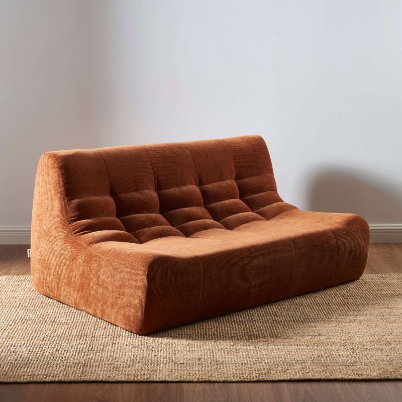 Ensemble banquette et chauffeuse JANIS modulable 3 places velours terracotta