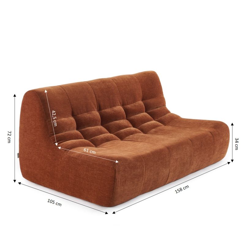 Ensemble banquette et chauffeuse JANIS modulable 3 places velours terracotta