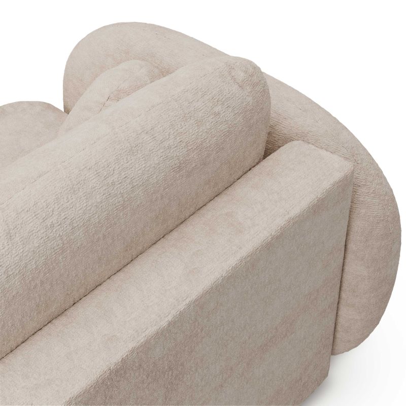 Canapé droit convertible CARLOTTA 3 places tissu bouclette grège