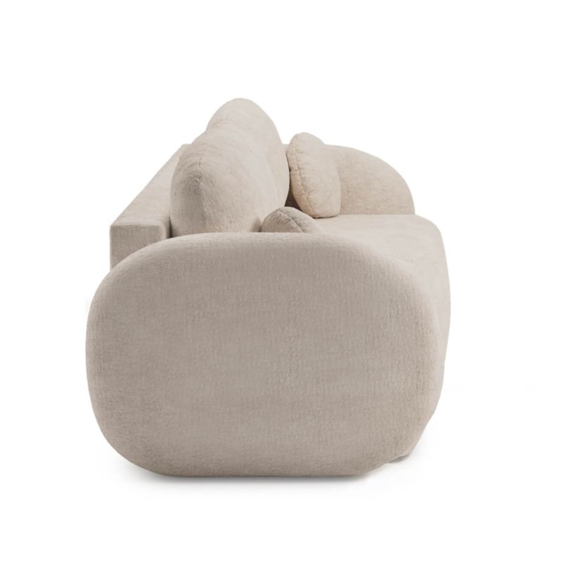 Canapé droit convertible CARLOTTA 3 places tissu bouclette grège