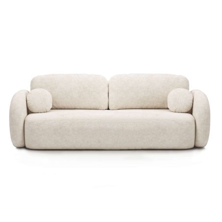 Canapé droit convertible CARLOTTA 3 places tissu chenille écru
