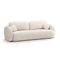 Canapé droit convertible CARLOTTA 3 places tissu chenille écru