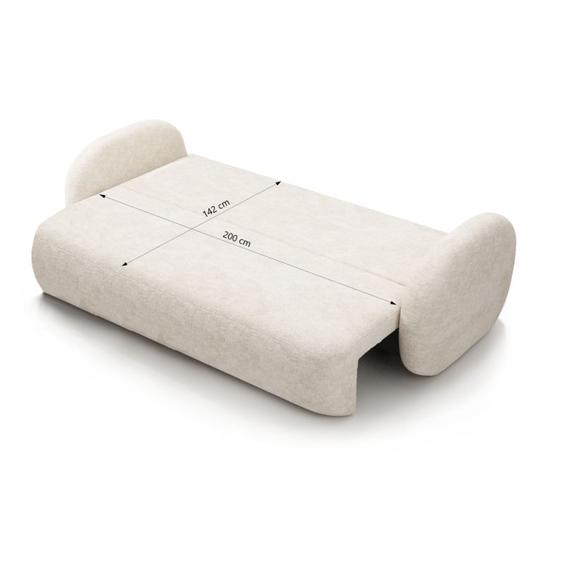 Canapé droit convertible CARLOTTA 3 places tissu chenille écru