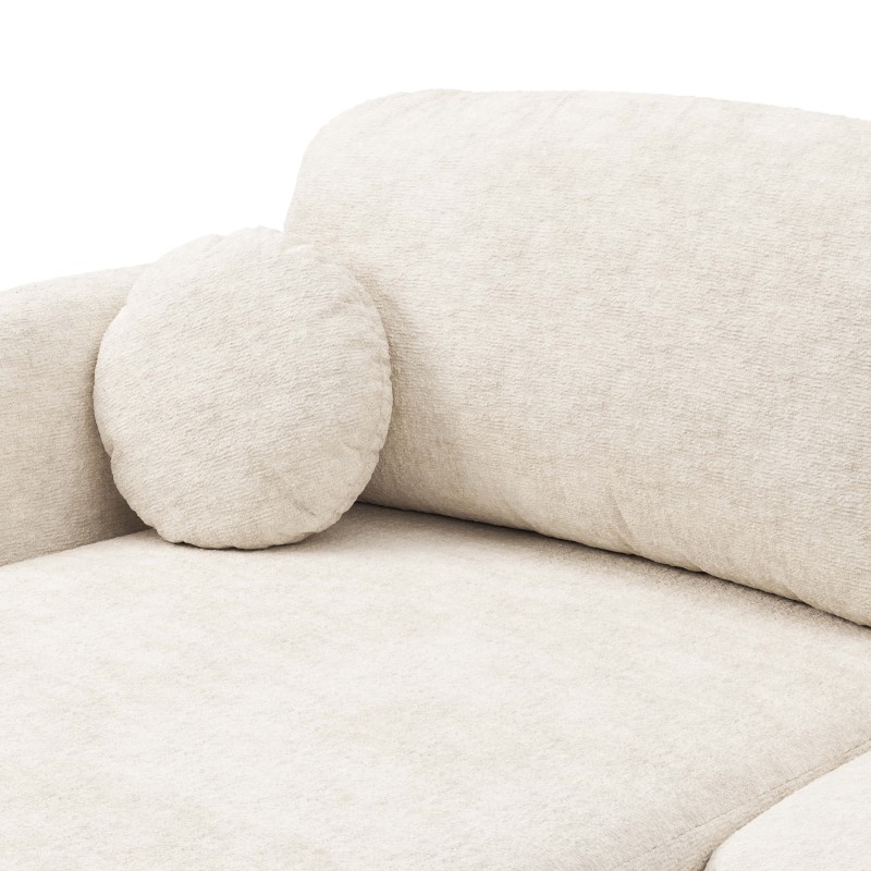 Canapé droit convertible CARLOTTA 3 places tissu chenille écru