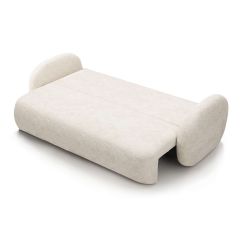 Canapé droit convertible CARLOTTA 3 places tissu chenille écru