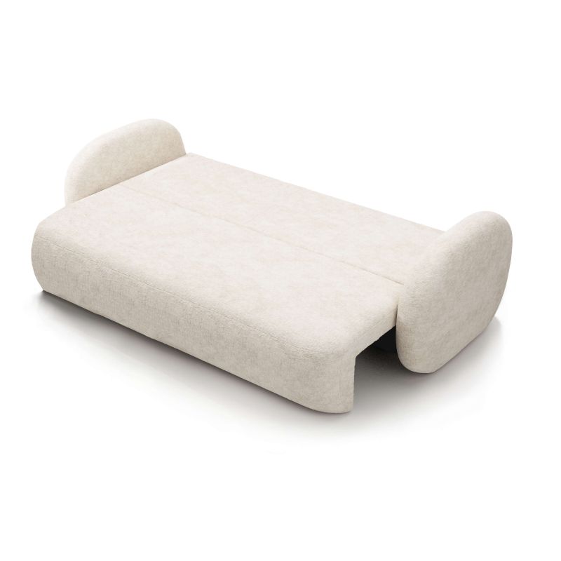 Canapé droit convertible CARLOTTA 3 places tissu chenille écru