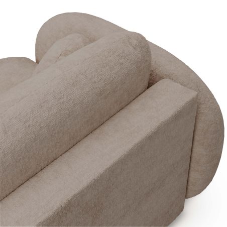 Canapé droit convertible CARLOTTA 3 places tissu bouclette taupe
