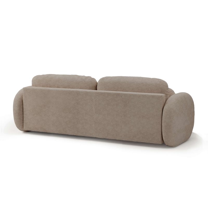 Canapé droit convertible CARLOTTA 3 places tissu bouclette taupe