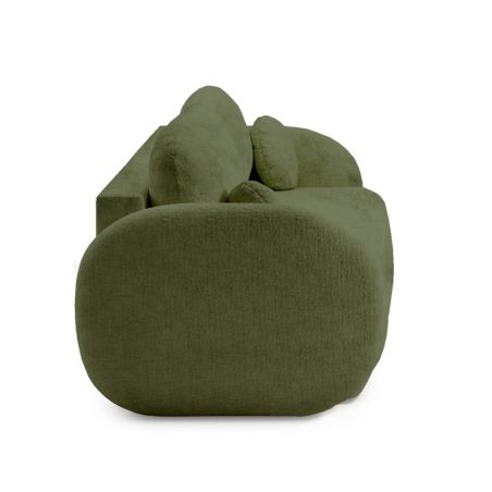 Canapé droit convertible CARLOTTA 3 places tissu chenille vert kaki