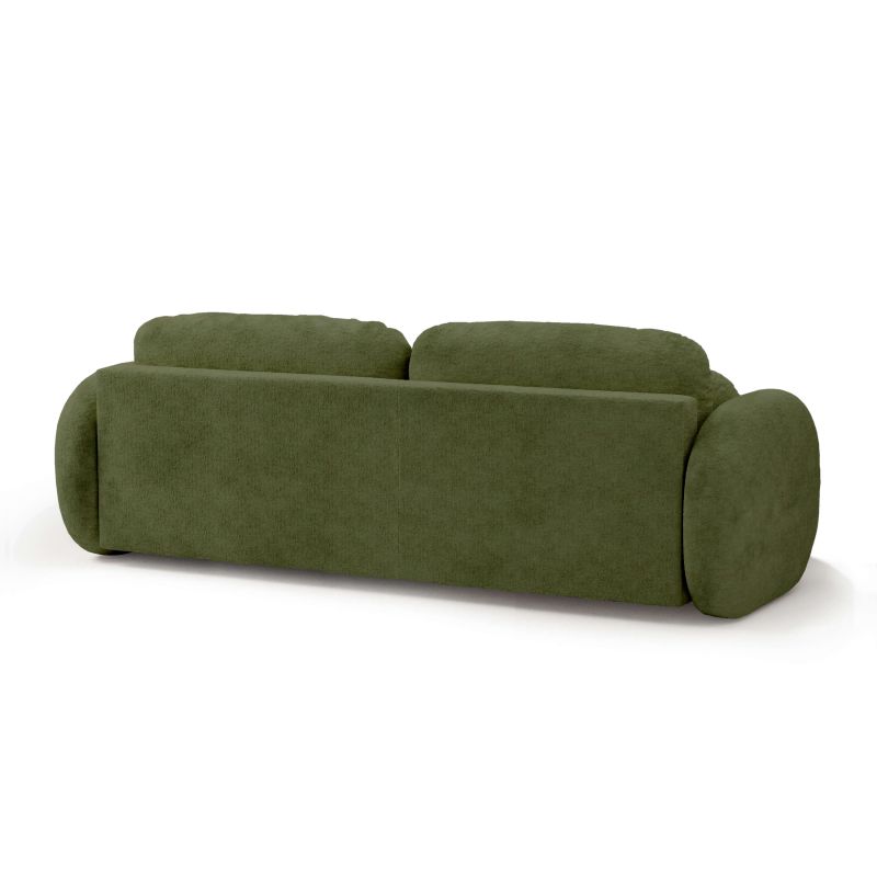 Canapé droit convertible CARLOTTA 3 places tissu chenille vert kaki