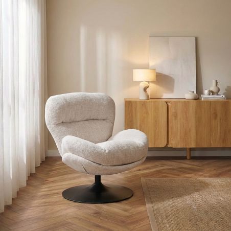 Fauteuil rotatif CERES 1 place tissu beige