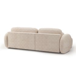 Canapé d'angle gauche convertible CARLOTTA 4 places tissu bouclette grège
