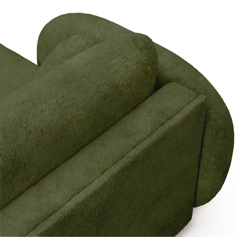 Canapé d'angle gauche convertible CARLOTTA 4 places tissu chenille vert kaki