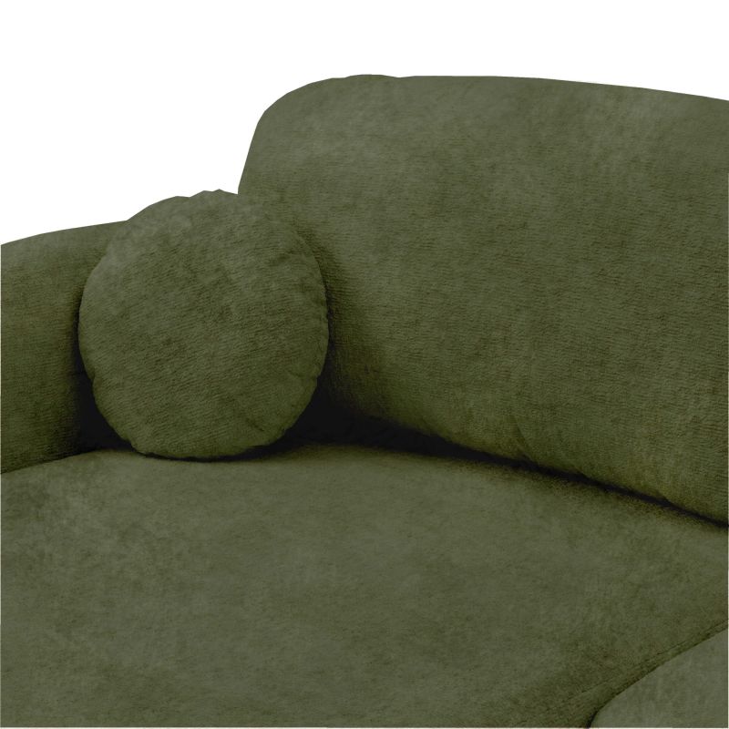 Canapé d'angle gauche convertible CARLOTTA 4 places tissu chenille vert kaki