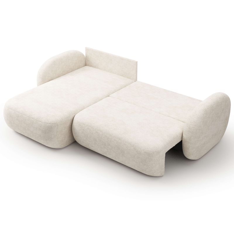 Canapé d'angle gauche convertible CARLOTTA 4 places tissu chenille écru