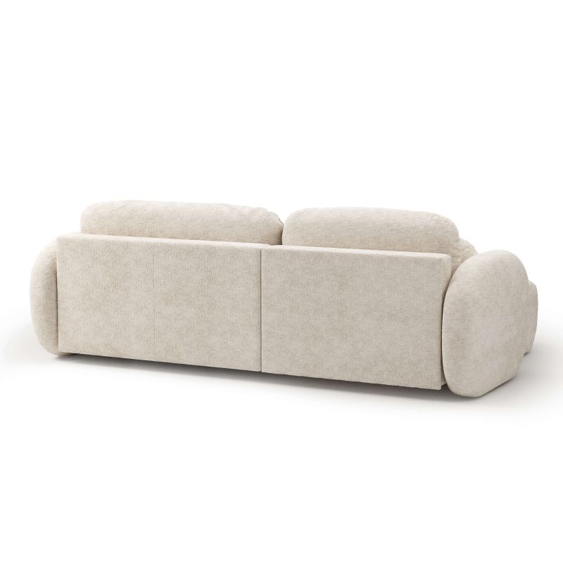 Canapé d'angle gauche convertible CARLOTTA 4 places tissu chenille écru
