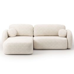 Canapé d'angle gauche convertible CARLOTTA 4 places tissu chenille écru