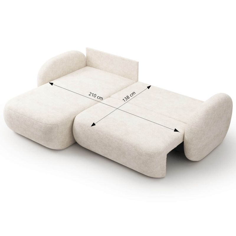 Canapé d'angle gauche convertible CARLOTTA 4 places tissu chenille écru