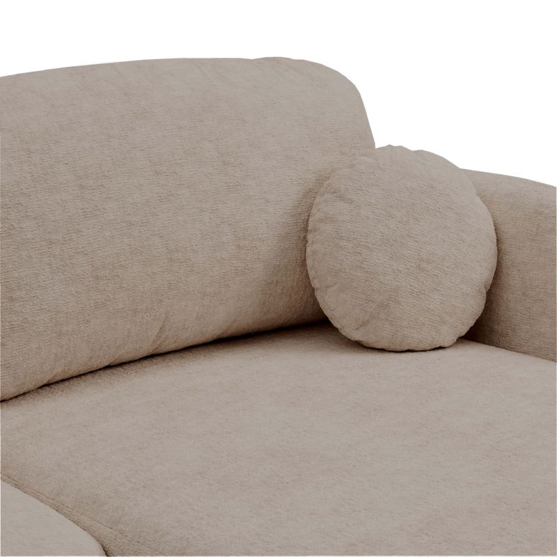 Canapé d'angle droit convertible CARLOTTA 4 places tissu bouclette taupe