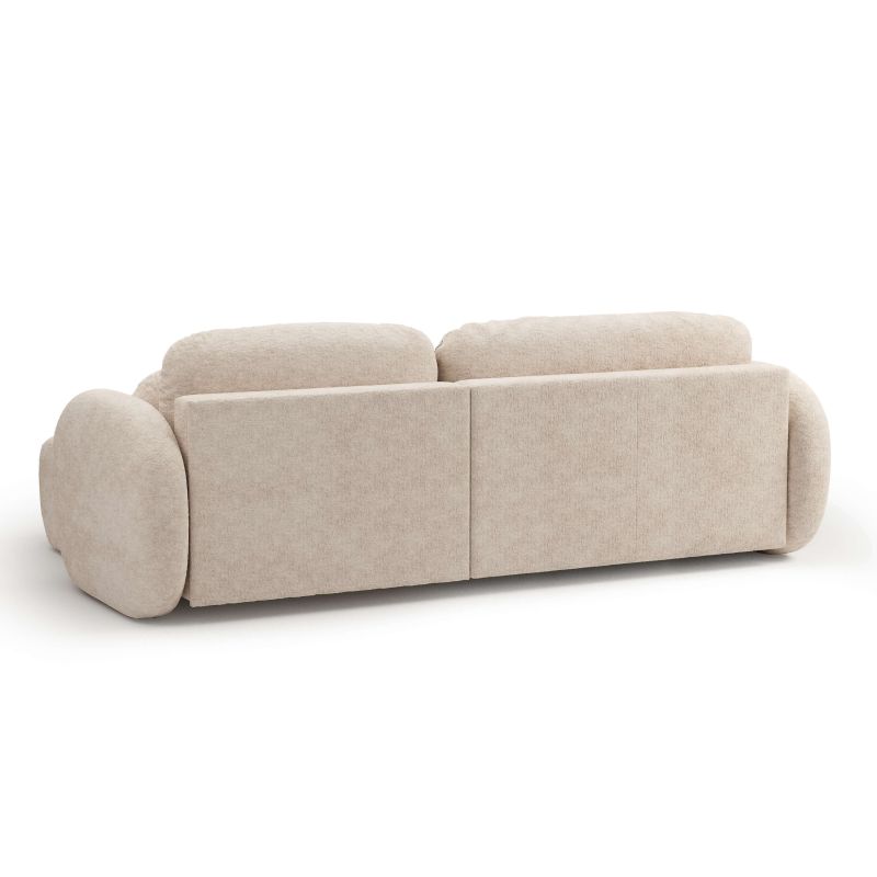 Canapé d'angle droit convertible CARLOTTA 4 places tissu bouclette grège