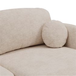 Canapé d'angle droit convertible CARLOTTA 4 places tissu bouclette grège