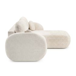 Canapé d'angle droit convertible CARLOTTA 4 places tissu chenille écru