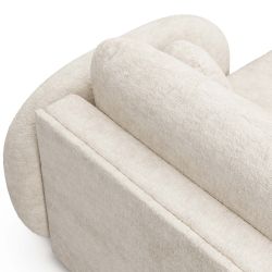 Canapé d'angle droit convertible CARLOTTA 4 places tissu chenille écru