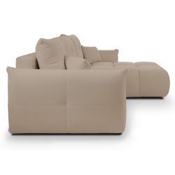 Canapé d'angle convertible et réversible COMO 4 places tissu chenille grège