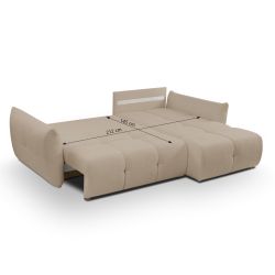 Canapé d'angle convertible et réversible COMO 4 places tissu chenille grège