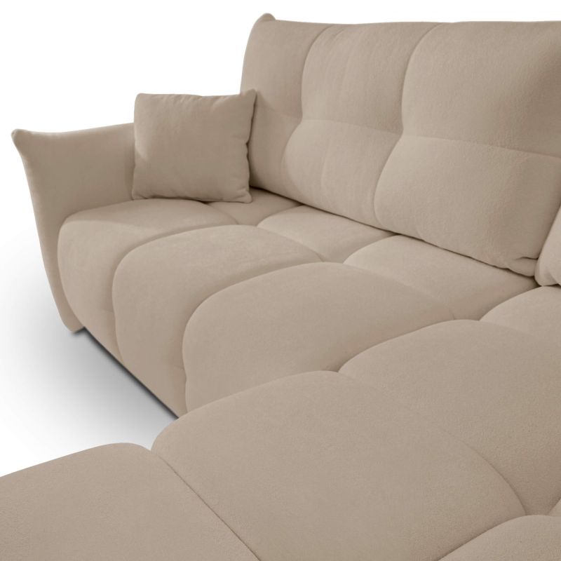 Canapé d'angle convertible et réversible COMO 4 places tissu chenille grège